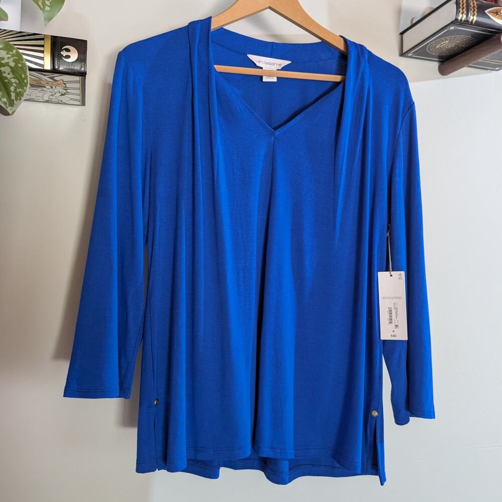 Liz Claiborne | NWT V-Neck 3/4 Sleeve Top Cobalt Blue | Medium